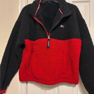 Tommy Hilfiger Red and Black Sherpa Jacket
